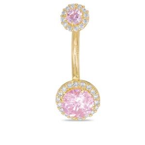 Elegant Gold and Pink Belly Ring